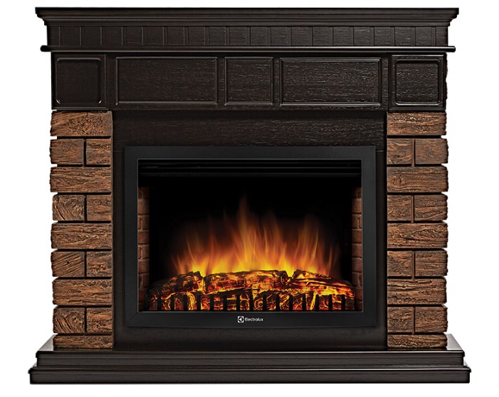 Портал Firelight Bricks Wood 25 камень темный, шпон венге